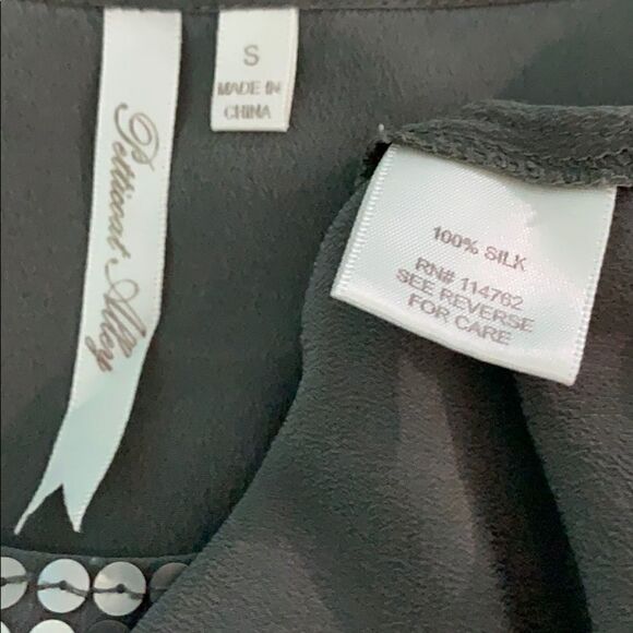 Petticoat Alley army green silk and sequins top - Picture 8 of 8